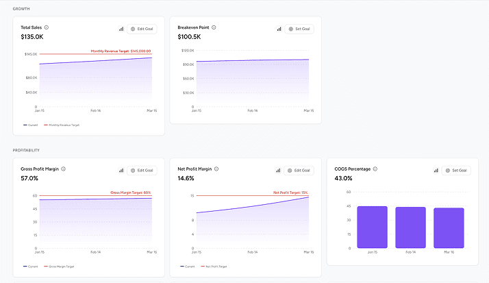 Miivo financial intelligence dashboard with live P&L