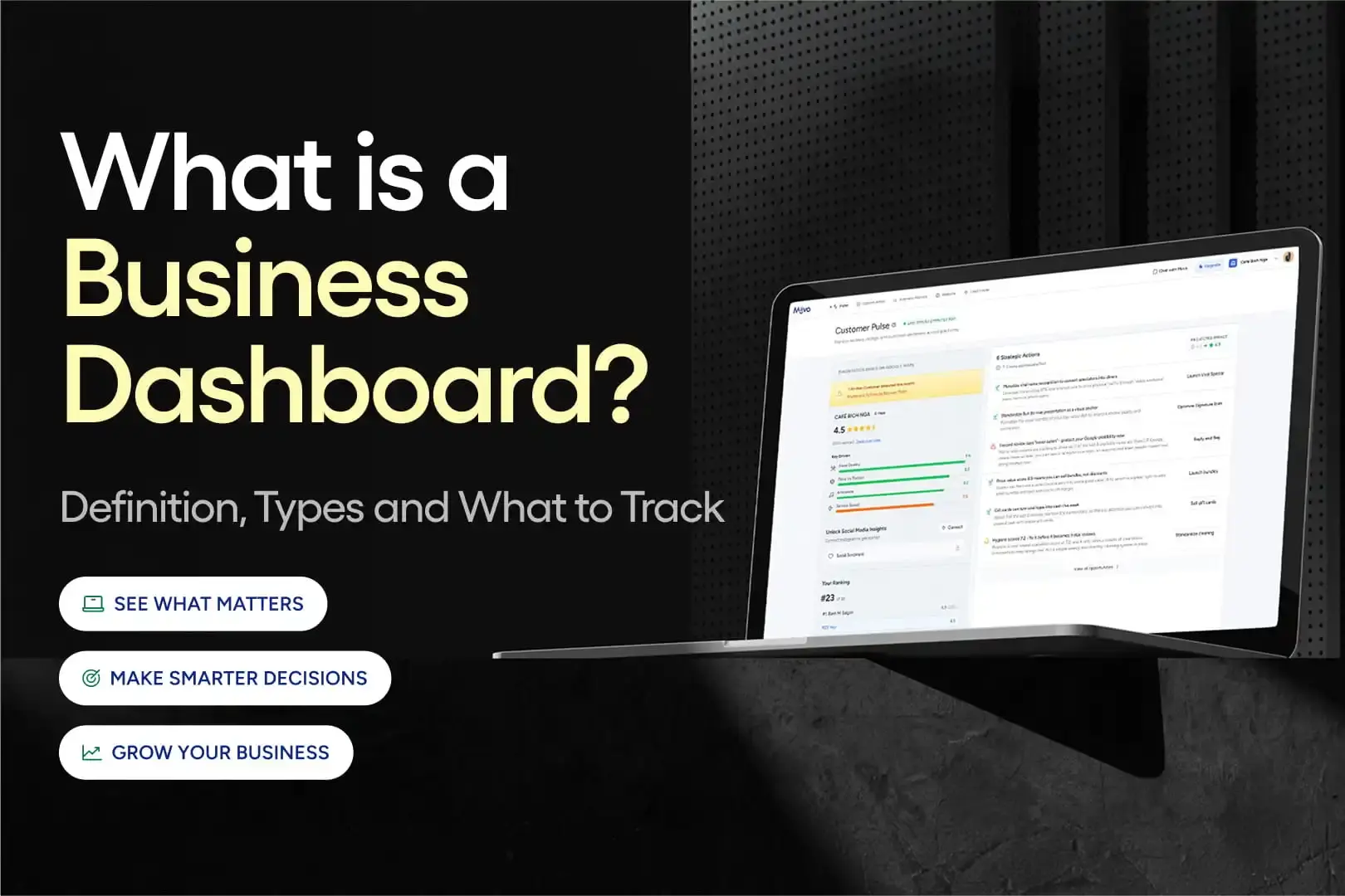 Business dashboard showing revenue, bookings, costs, and reviews on one screen for a small business